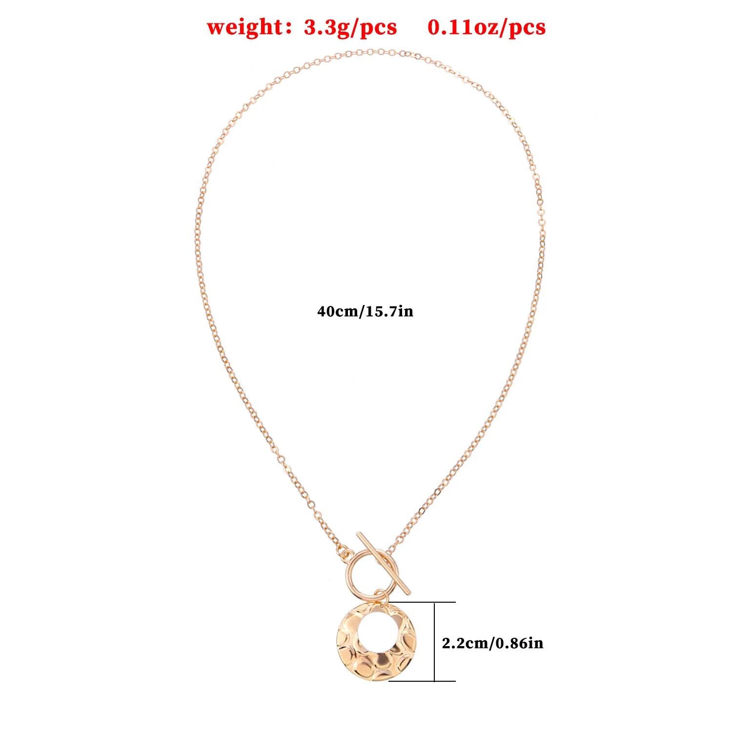 Ожерелье женское с подвеской в виде кольца неправильной формы золотого и