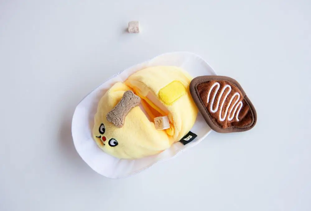 Omurice Plush Squeaky Bone Dog Toys Bite-Resistant Clean Chew Puppy Training Toy Soft omelet rice Pet Supplies Cat Mint toy | Дом и сад