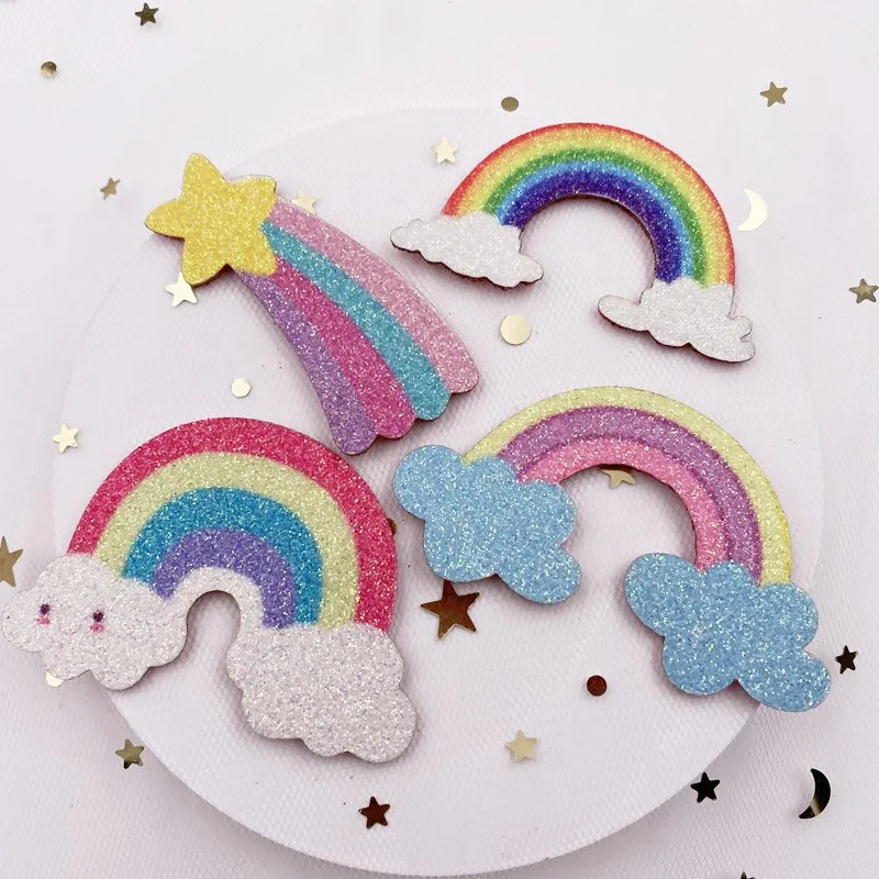 

Аппликации из фетра, с блестками, радужные, 4 шт.