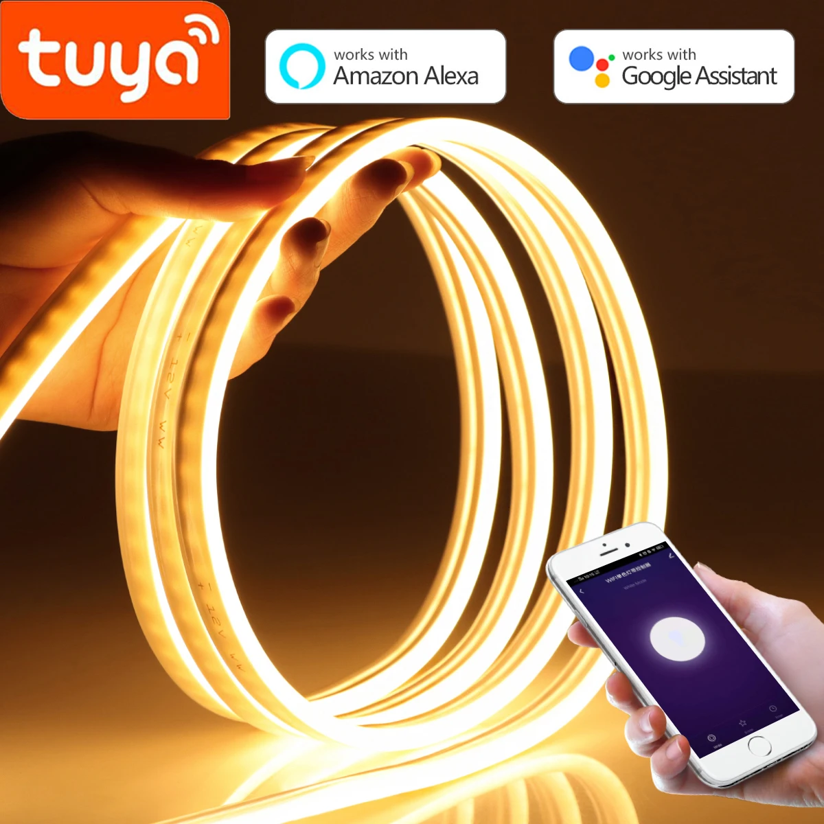 Tuya Smart Wifi светодиодные полосы светильник работать с Alexa 12V Водонепроницаемый s