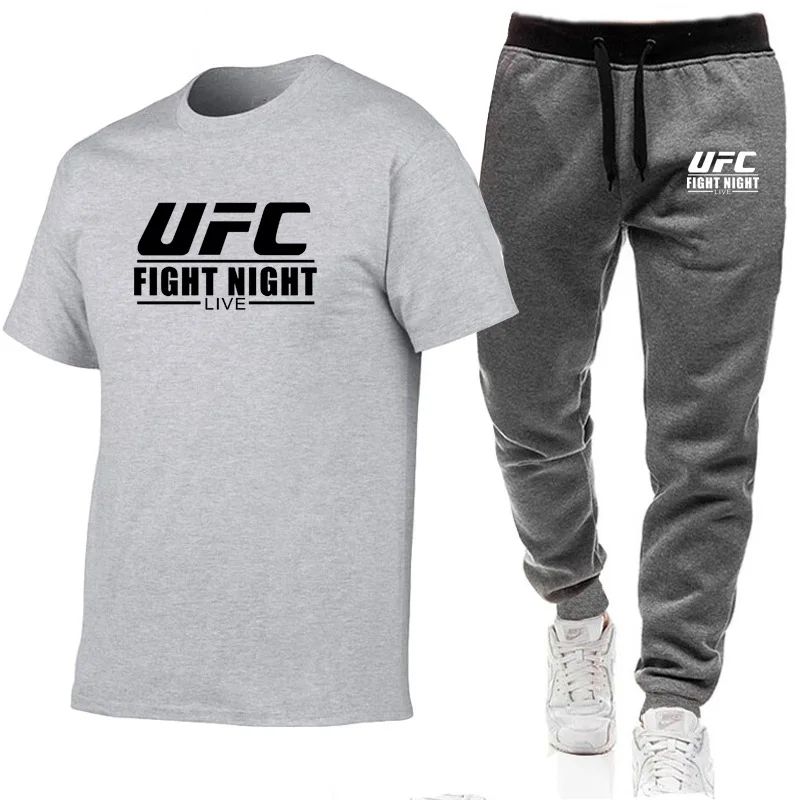 

Fashion Casual MMA Boxing Sportswear Summer Alphabet Print Suit Men's Jogging Fitness Suit Men Suit T-shirt + Pants 2-Piece Set