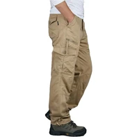 2021 mens plus size 5xl tactical pants solid color outdoor leisure high elastic multi pocket qucik drying cargo trousers