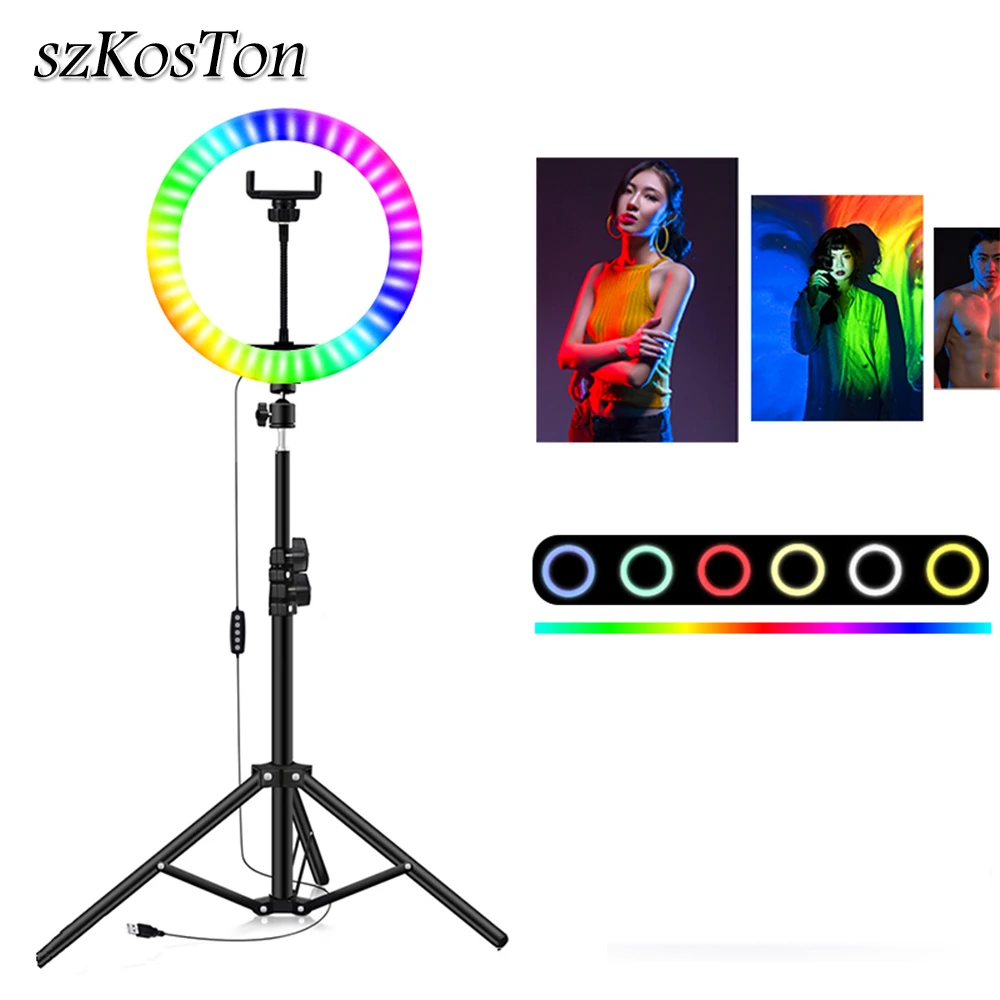 33 см 26 20 RGB кольцевой светильник с подставкой для телефона цветной фотосъемки