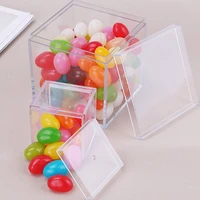 transparent acrylic candy box gift wrapping goodie bags biscuit chocolate pastry storage cube boxes wedding party decoration