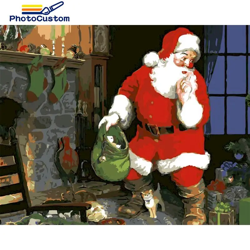 

PhotoCustom DIY Oil Painting By Numbers Santa Claus Acrylic Painting By Numbers 40*50cm Art birthday present Gift DIY Kits Home