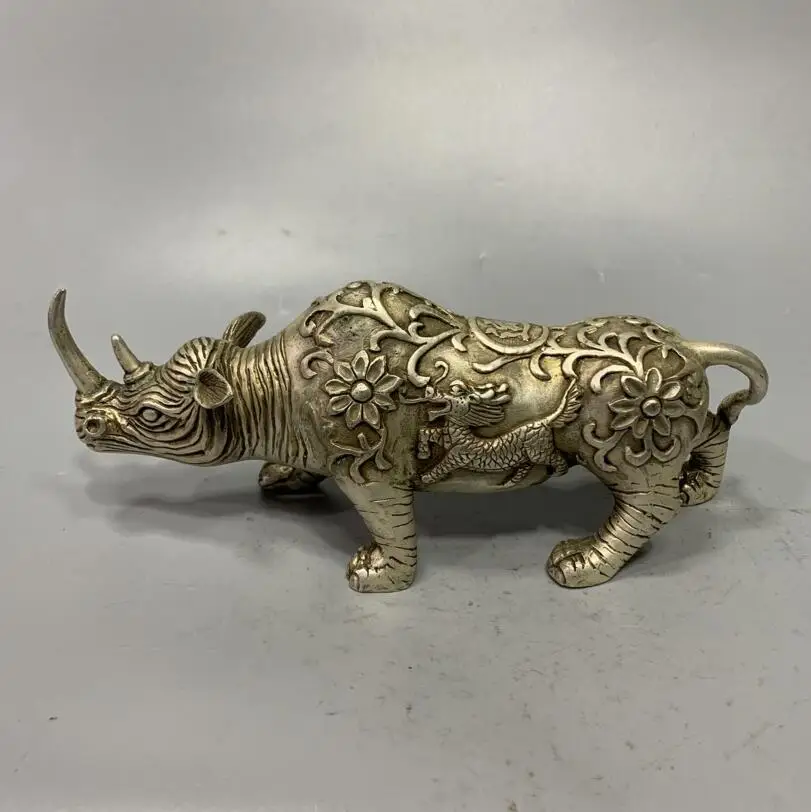

Archaize White copper Kirin Pattern rhino crafts statue