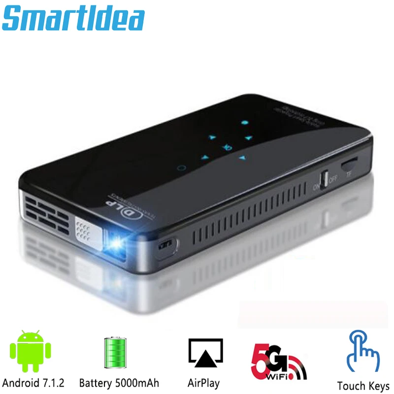SmartIdea X2 Android 7,1 мини-проектор для телефона 200 люмен 5G wifi bluetooth Батарея для 3 часов воспроизведения сенсорных клавиш HDMI in 1080P проектор