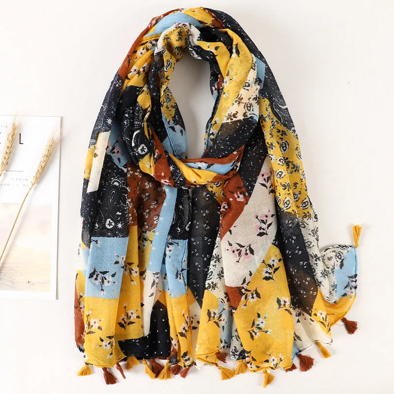 

Роскошный брендовый шарф, женские модные хлопковые шали с принтом, мусульманский хиджаб, шарфы из пашмины, женские пляжные палантины с кисточками, палантин