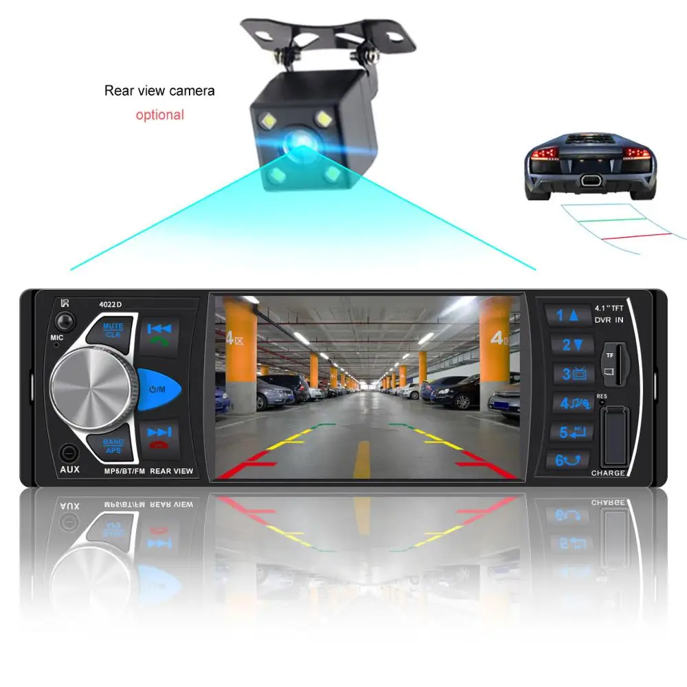 Авторадио 1 Din автомобильное радио Bluetooth стерео аудио oto teypleri заднего вида Vamera 4022d
