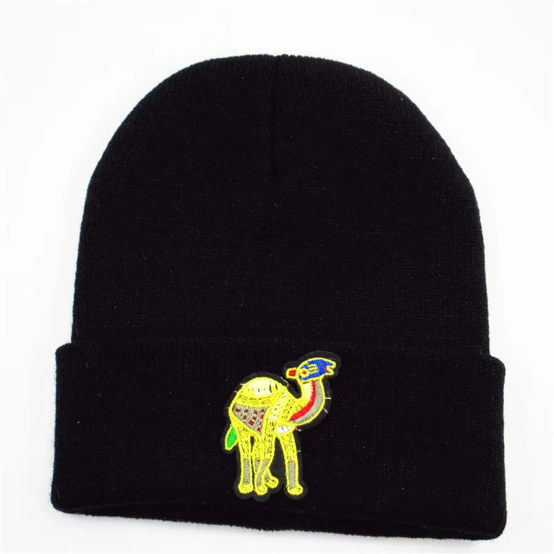 

Хлопковая утепленная вязаная шапка 2019 с вышивкой верблюда, зимняя теплая шапка, шапки, шапка, шапка для мужчин и женщин, 301