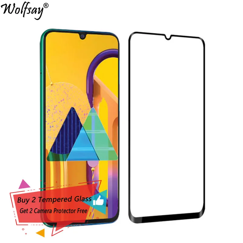 Cubierta completa de vidrio templado para Samsung Galaxy M30S, Protector de pantalla, pegamento completo, vidrio Protector para Samsung Galaxy M30S, vidrio 2PS-0