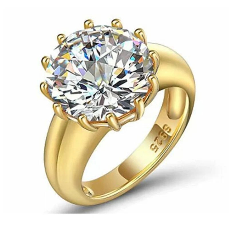

Simple Classic Round Metal Rings Multi-Color Crystal Engagement Rings Fashion Women's Luxury Jewelry