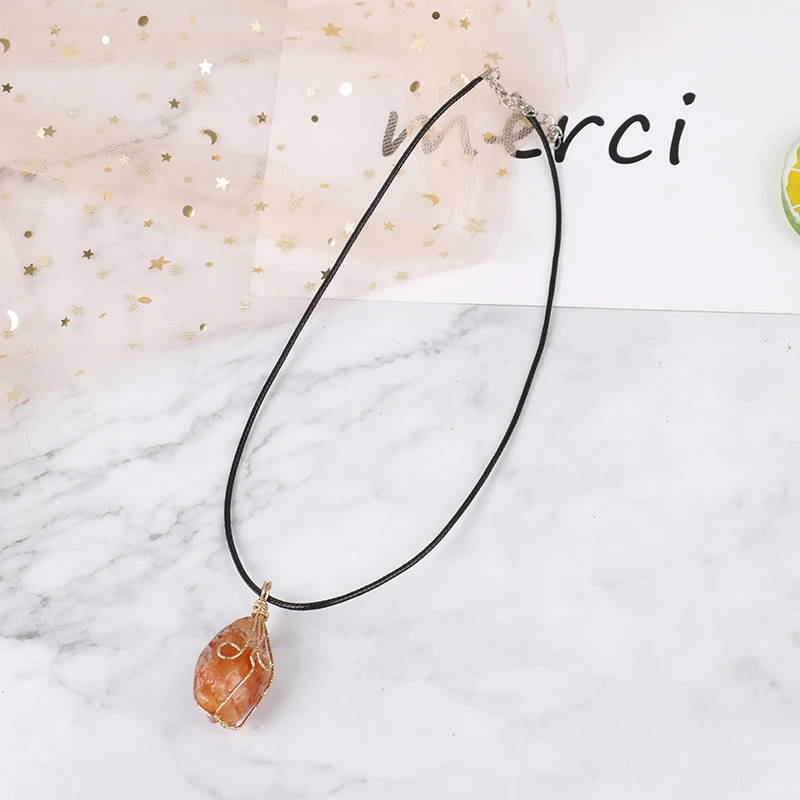 

Necklace for Women Men Natural Stone Healing Crystal Chakra July Birthstone Wire