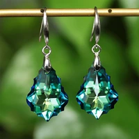 new female rainbow water drop earrings boho silver color zircon stone earrings crystal long dangle earrings for women girls