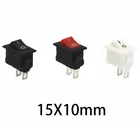 KCD11 черный, красный и белая кнопка переключатель 15x10 мм SPST 2Pin 3A 250 В KCD11 защелкивающийся кулисный переключатель включениявыключения 15 мм * 10 мм