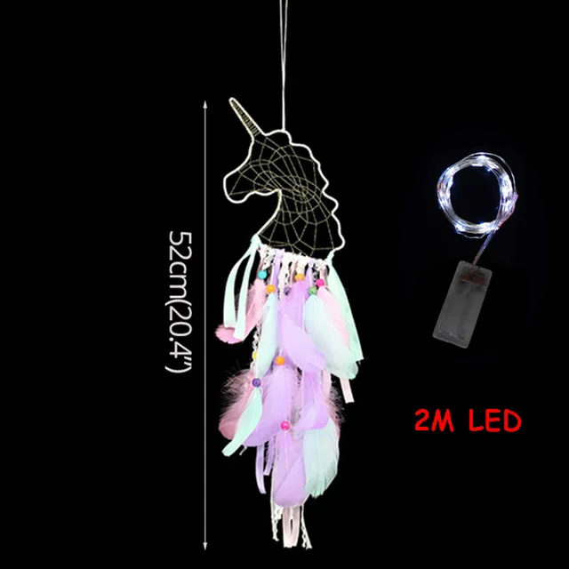 Hanging with LED B Вечерние принадлежности с единорогом, подвесное украшение, единорог, перо, ручная работа, для детей, для спальни, украшения, ремесло, подарок, украшения для дома - Цвет: Hanging with LED B