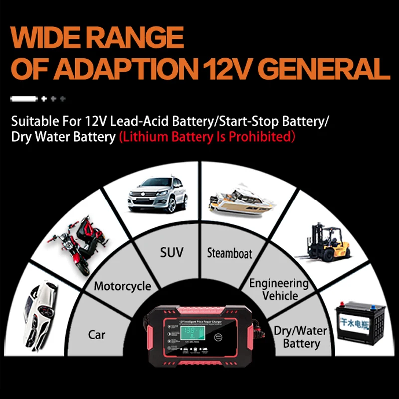 Интеллигентая (ый) Автомобиль Мотоцикл Батарея Зарядное устройство 12V 6A для Авто