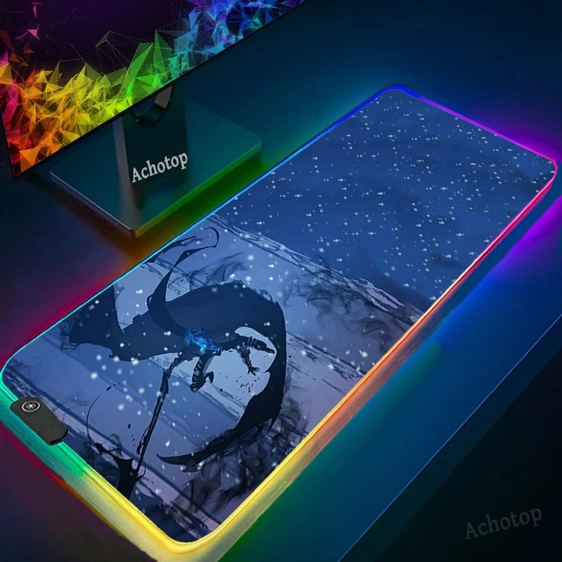

Table Pads Big Rgb Gaming Mouse Pad Mause Keyboard Solo Leveling Gamer LED Mat Desk Carpet Large Accessories Luminous mause pad