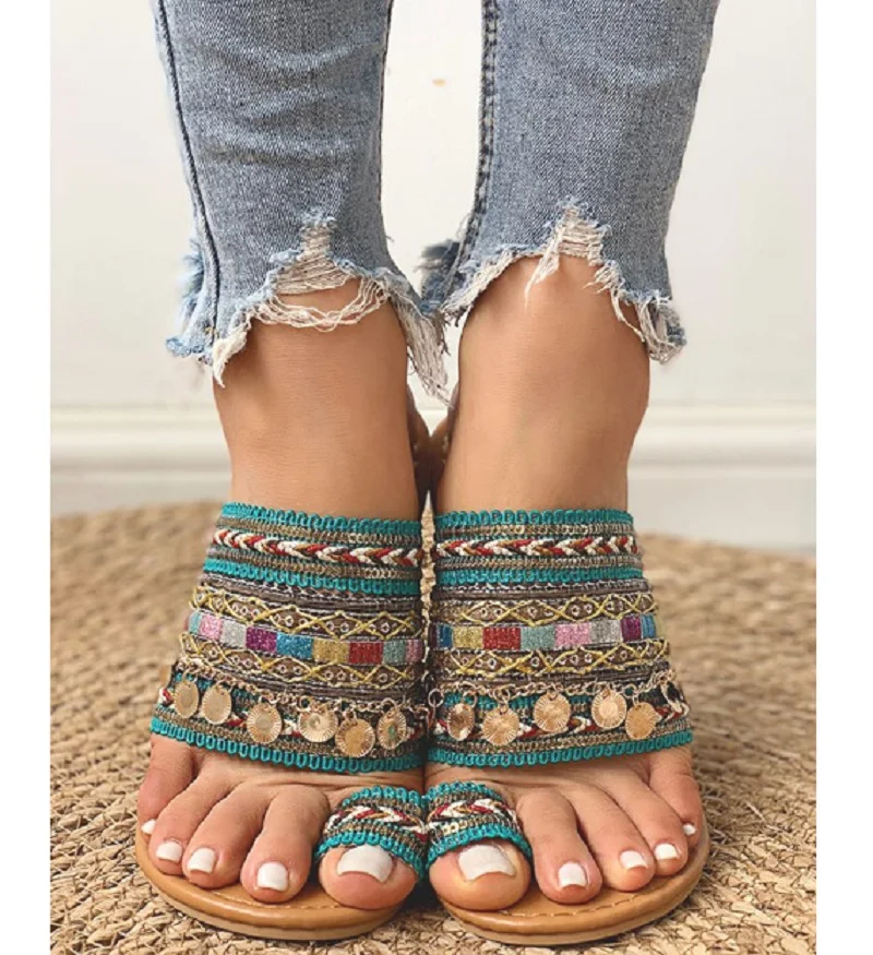 

2021 Ladies handmade sandals retro style sandals slippers fashion women shoes