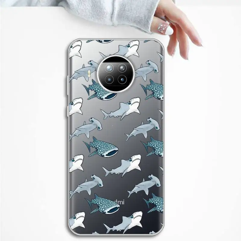 

Cute cartoon shark animal Pink Phone Case Transparent for Xiaomi mi Redmi note 10 t 8 9 pro lite 11 Samsung S 9 10 20 plus ultra