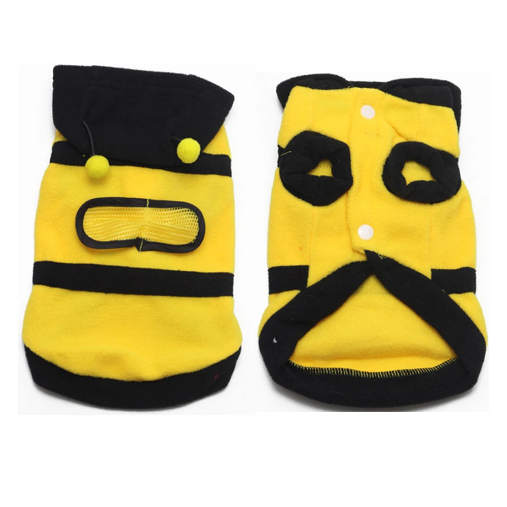 Spring Cute Dogs Bee Vest Shirt with Hat Puppy Lovely Yellow Black Hoodie Costume Outfit Small Pets Cosplay for Yorkshire Teddy |