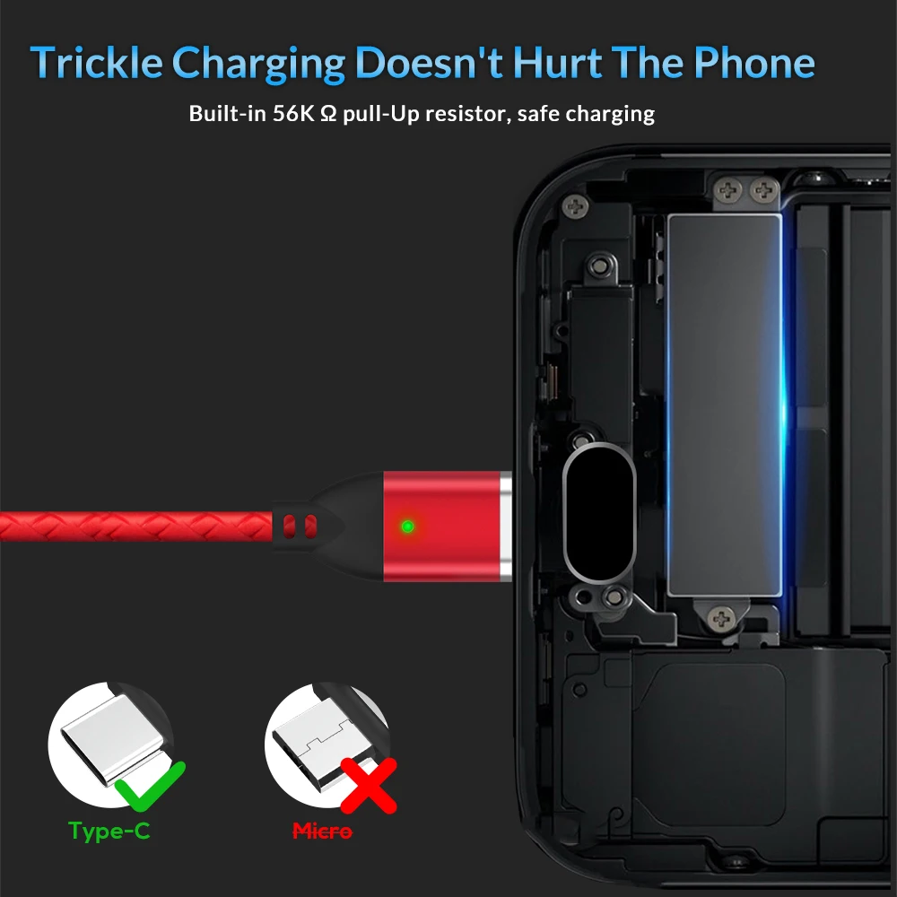 Магнитный usb-кабель TOPK 1 м для быстрой зарядки samsung Galaxy S9 Plus S8 3,0 USB type C кабель для быстрой зарядки и передачи данных type-C