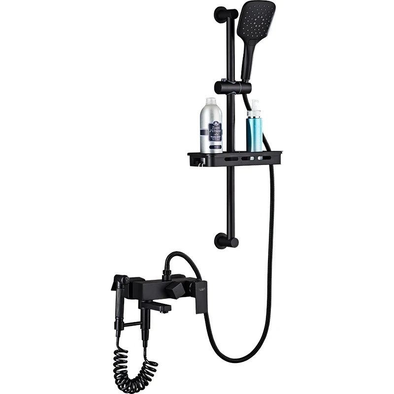 

European-style Black All-copper Shower Bathroom Thermostat Faucet Shower Set Toilet American Pressurized Simple Home