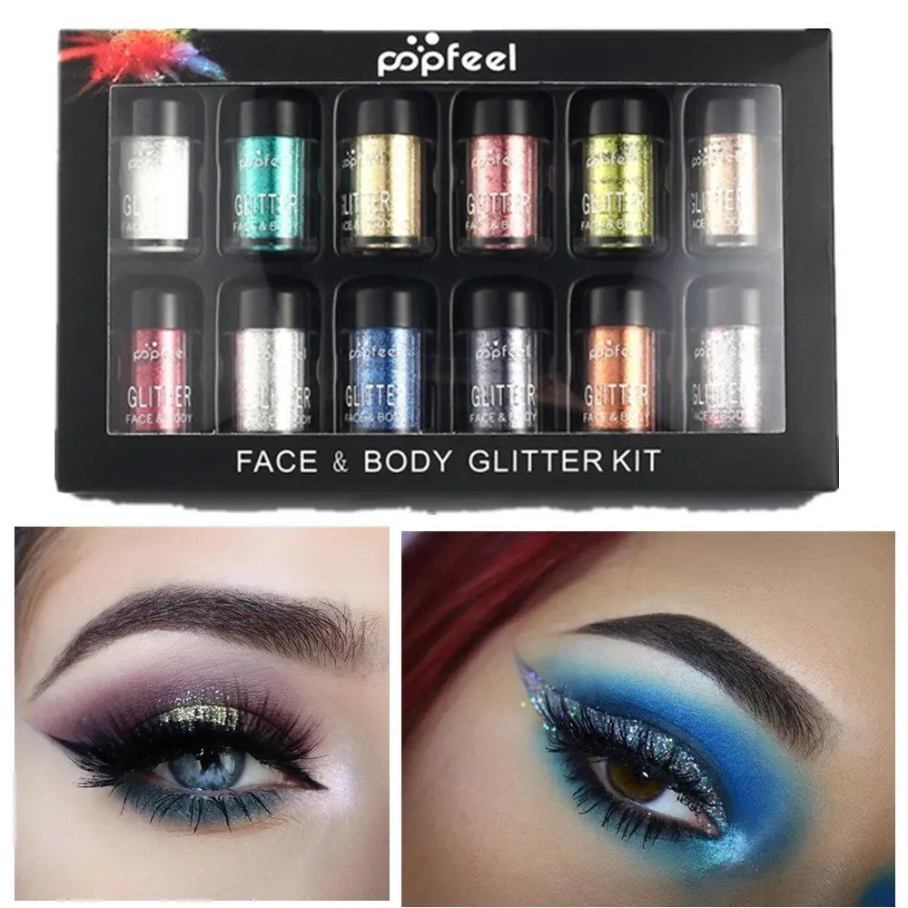 12 шт./компл. блестящие тени для век гель мерцающие алмазные металлические мощные