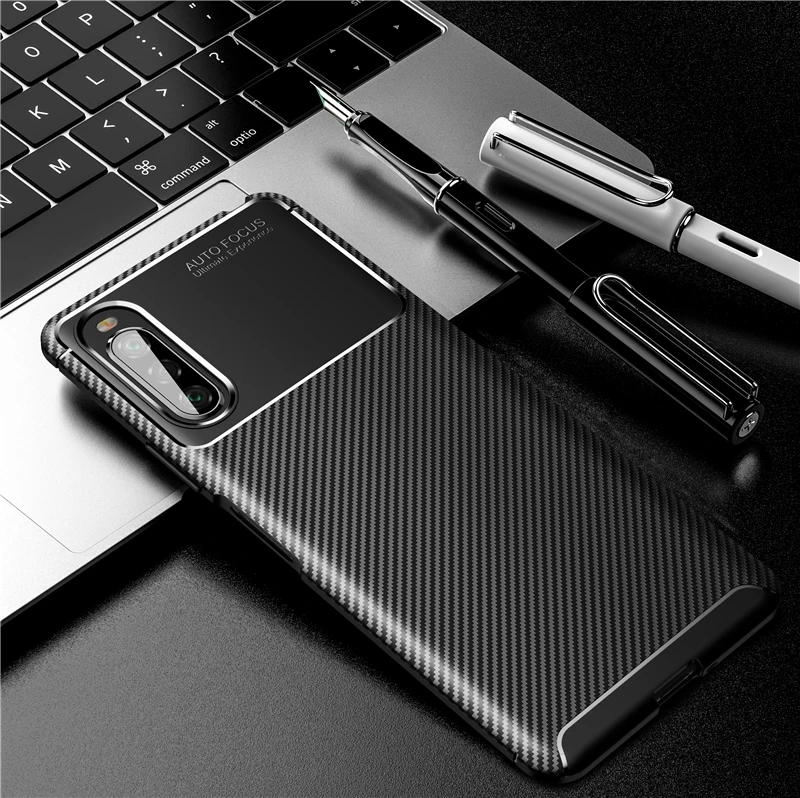 For Sony Xperia 10 II Case Silicone Carbon Fiber Phone Case For Sony Xperia 10 II Protective Cover For Sony Xperia 10 II Fundas