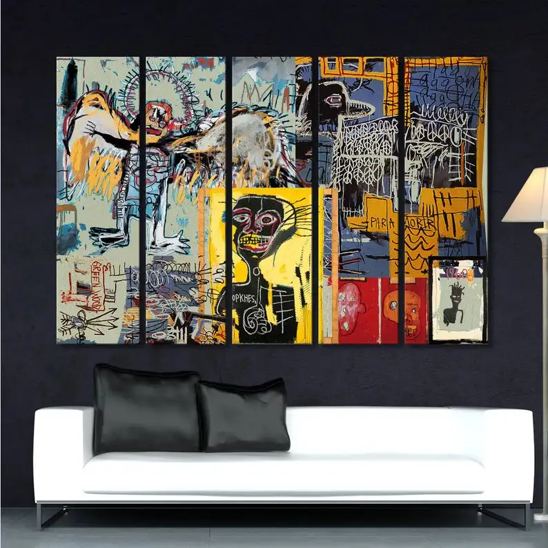 

Street Art Collage Canvas Wall Print Basquiat Scrawl