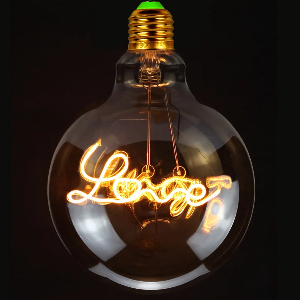 

TIANFAN Led Bulb Vintage Light Bulb G125 Big Globe Alphabet Love Led 4W Non Dimmable Pendant Hanging Decorative Bulb 110V 220V