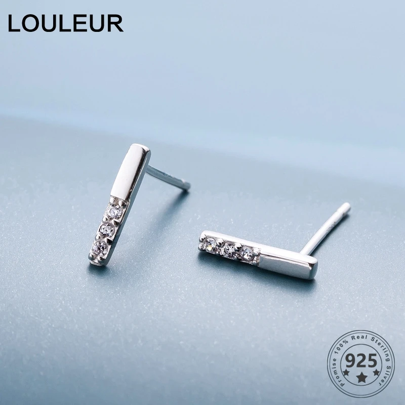 Louleur реальные 925 Стерлинговое Серебро циркон серьги с вертикальными полосами