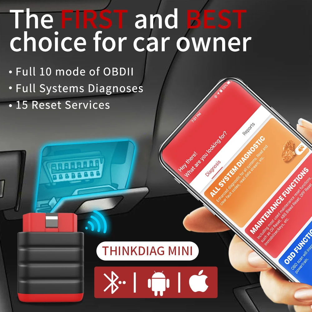 THINKCAR ThinkDiag мини iOS Android OBD2 сканер автомобильный Easydiag OBD 2 Автомобильная полная
