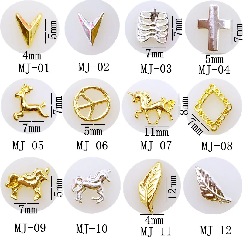 10 шт./лот японский Золотой Серебряный Череп Единорог ромб лист Сделай Сам