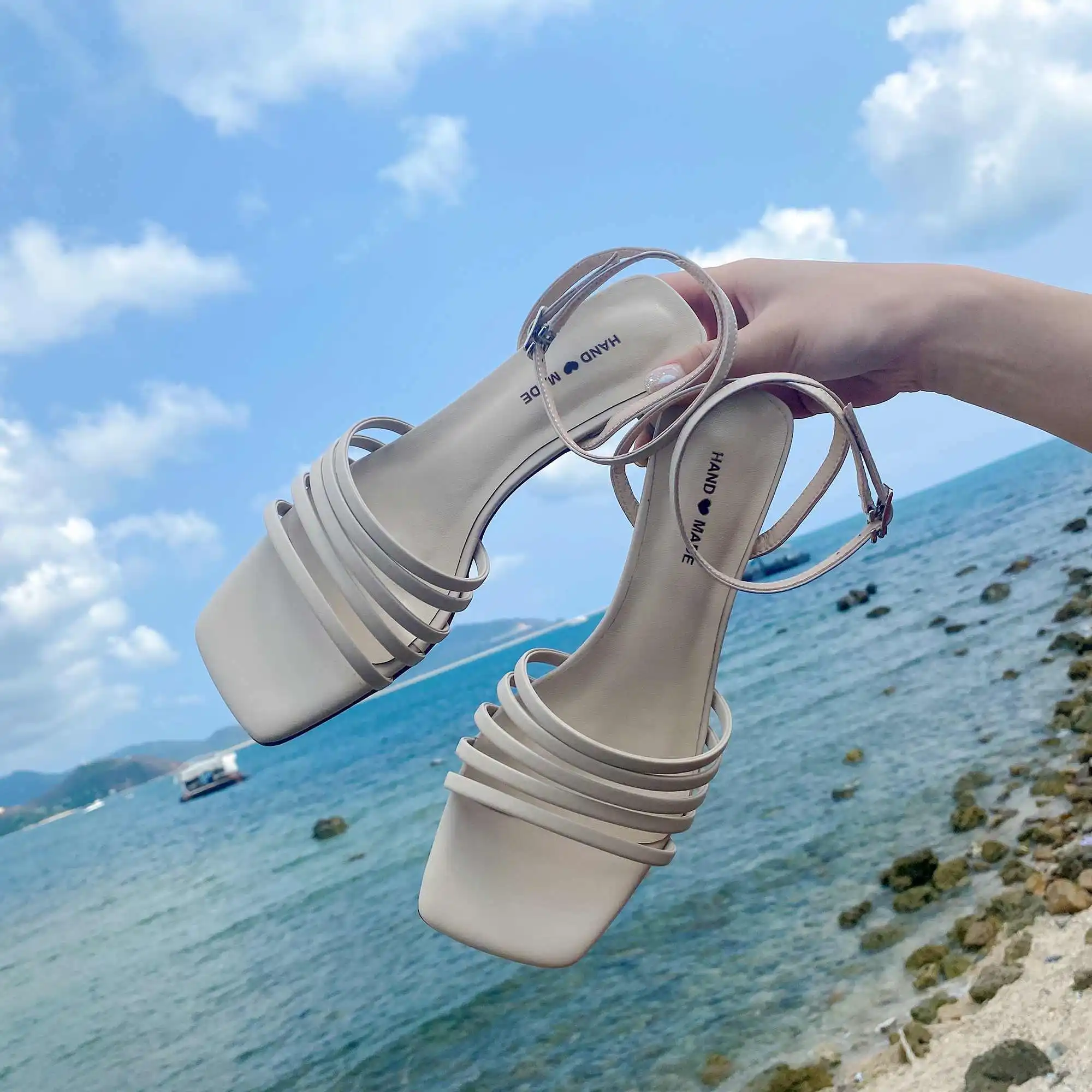 Krazing pot/Лидер продаж Обувь на высоком каблуке с открытым носком в Корейском стиле