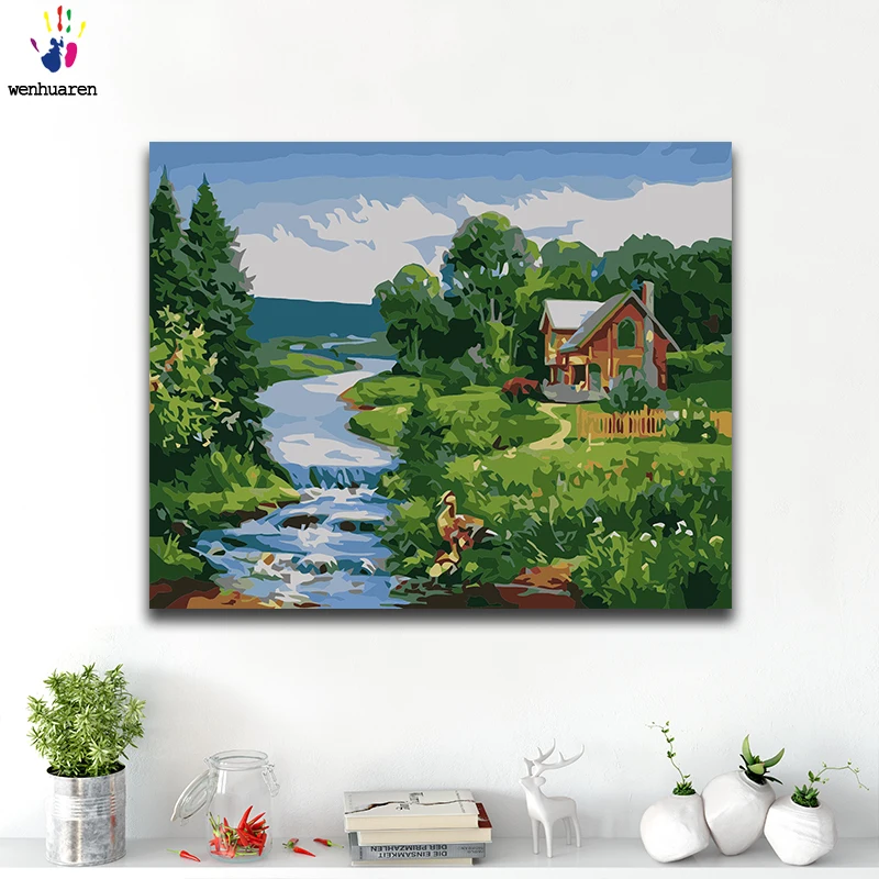 DIY окраска по номерам с природным ландшафтом в картины &quotгоры&quot комплекты 40x50