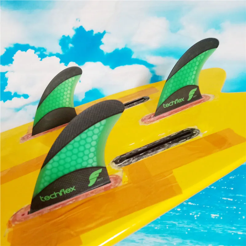 FUTURES ребра Подруливающее устройство-WCT TECHFLEX-Neon Green Hex carbonfiber доска для серфинга плавники распродажа