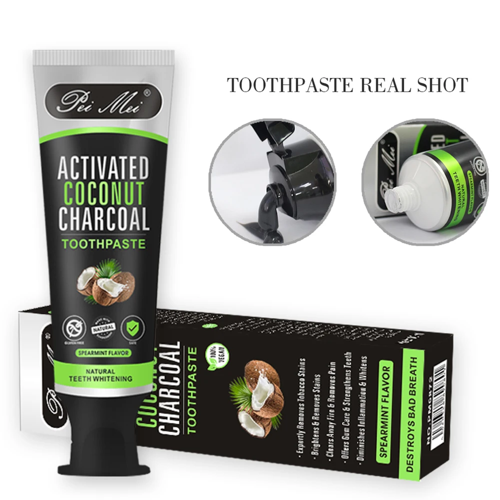 

100g Natural Activated Coconut Toothpaste White Toothpaste Reduce Bad Breath Tooth Stains Whitening Toothpaste Oral Care