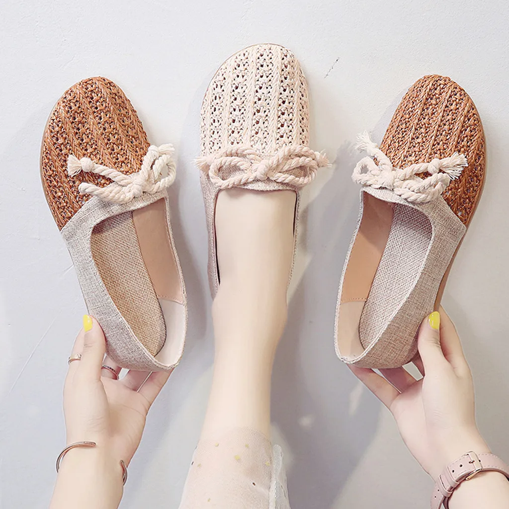 Женская обувь на плоской подошве женская с перфорацией вязаные Балетки без