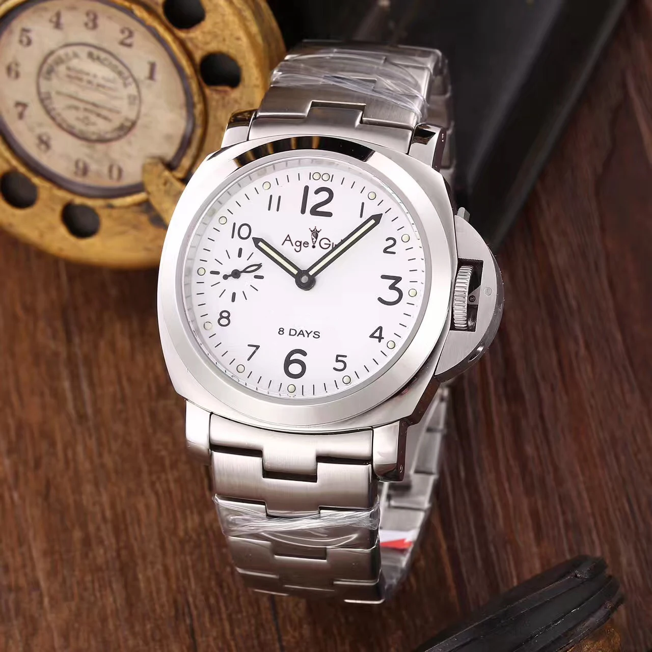 

Classic New Men Automatic Mechanical Sapphire Stainless Steel White Daylight 8 Days Watch Manual Steel Luminous Rare