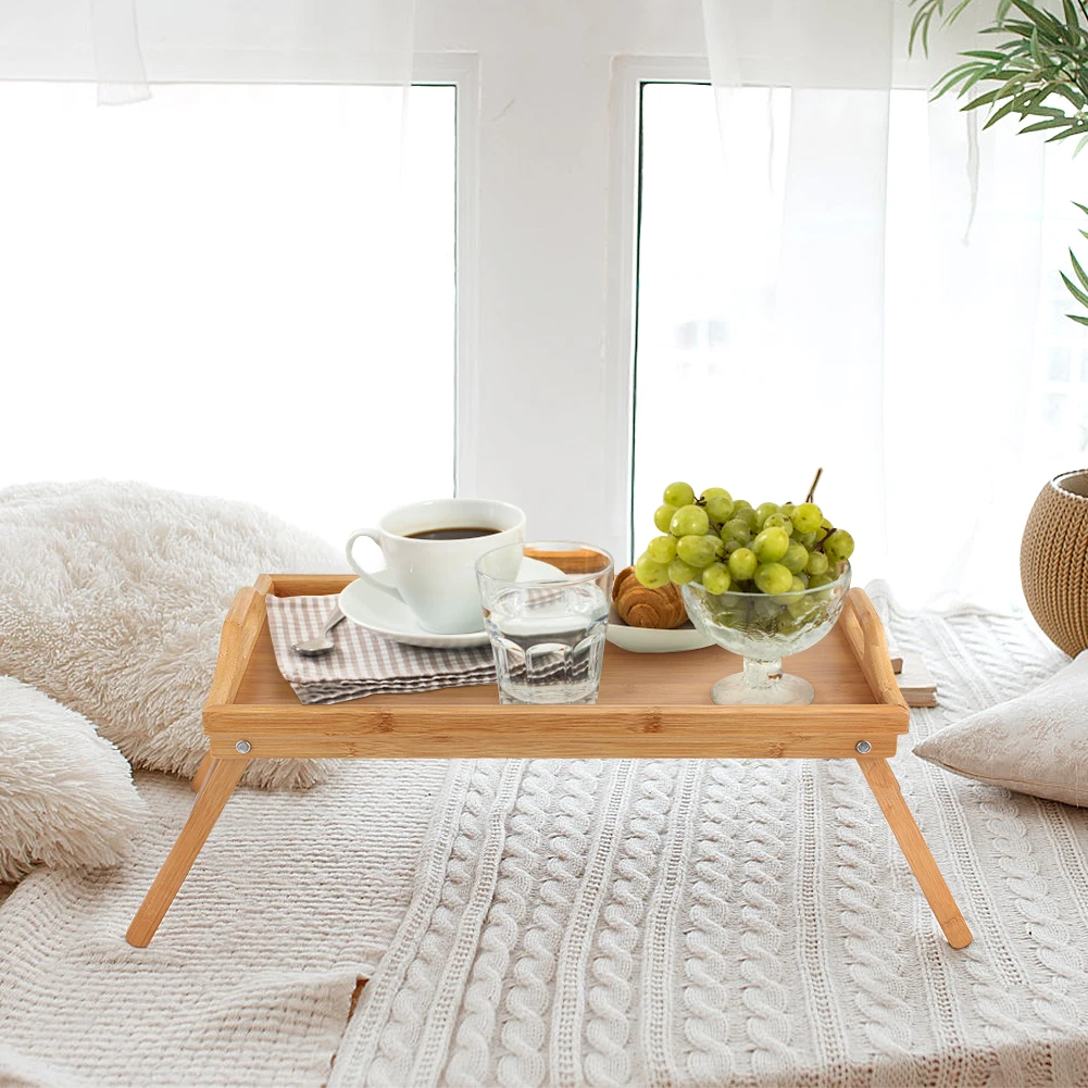 Folding Bamboo Computer Desk Wood Bed Tray Breakfast Laptop Serving Style Low Tea Food Table Furniture | Мебель