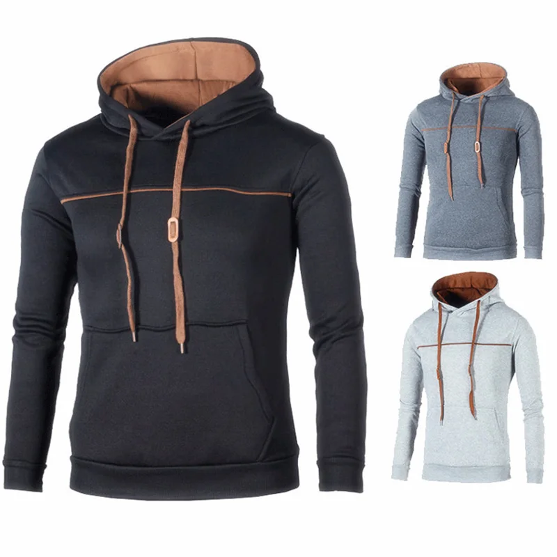 

Men Winter Autumn Casual Hooded Turtleneck Sweatershirt Pullover Sportswear Long Sleeve Loose Solid Color Hooded Men's Hoodie