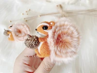 squirrel home made toy pin hairpin pendant wool felt needle felting pendant craft needlecraft diy handmade