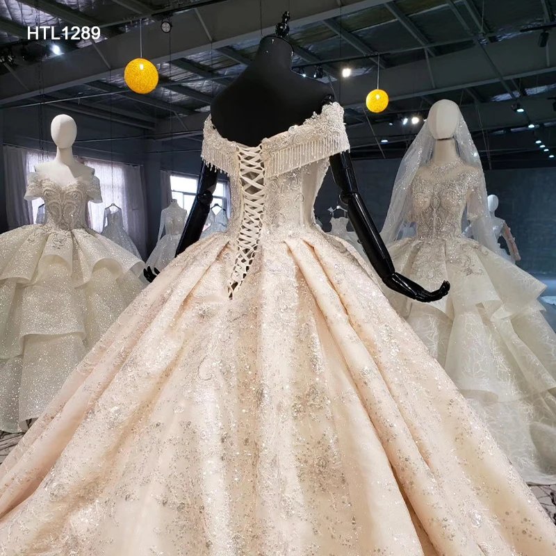 Htl1289 Off The Shoulder Wedding Dress Custom-Made Bead Ball Gown Dress Sequin Champagne Wedding Dress Vestido De Noiva Bride