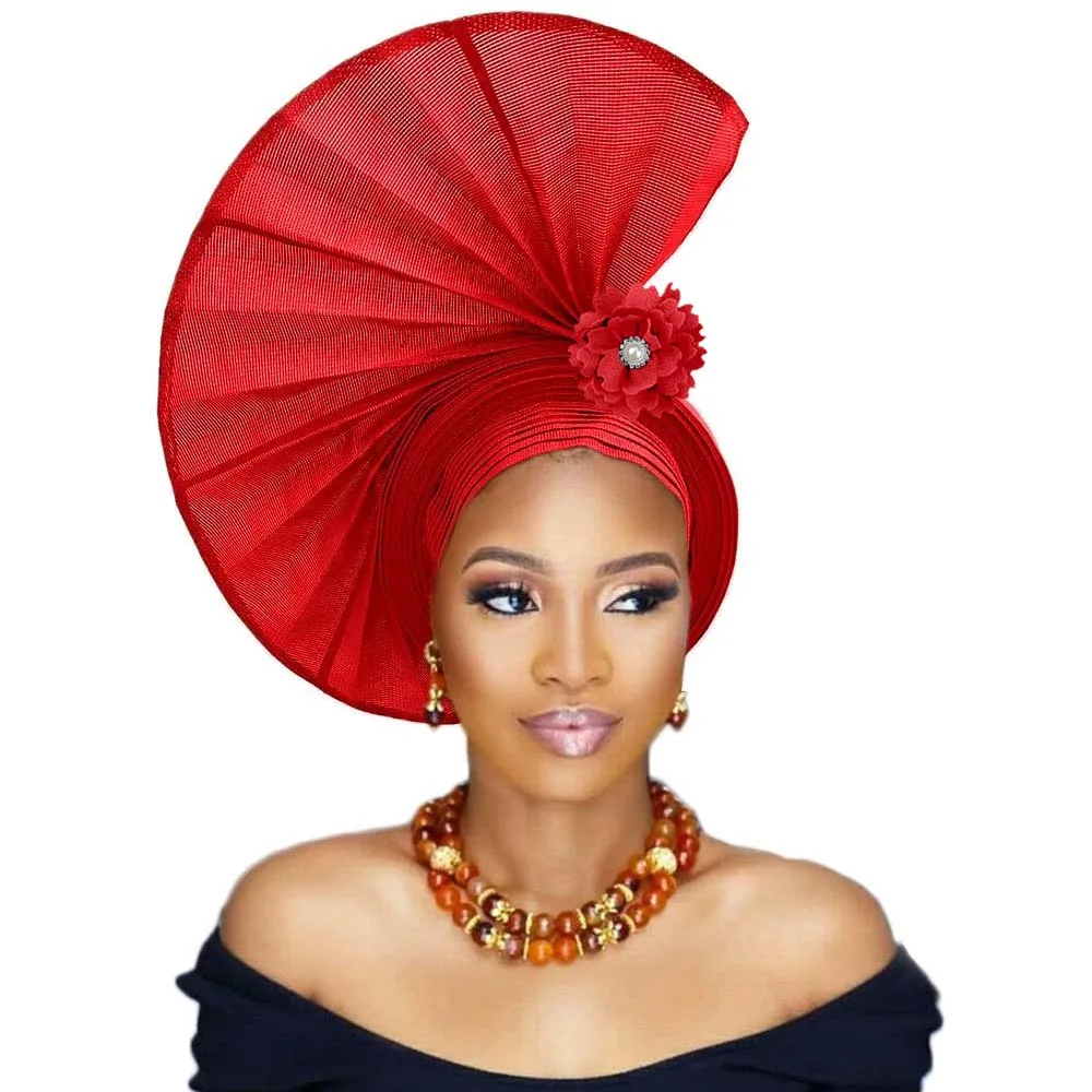 Головной убор в африканском стиле для женщин aso oke головной с бусинами и плечами