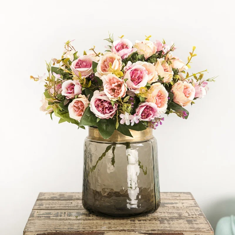 1 шт. искусственные цветы 5 филиалов 8 головок букет роз Домашнего Офиса Сад