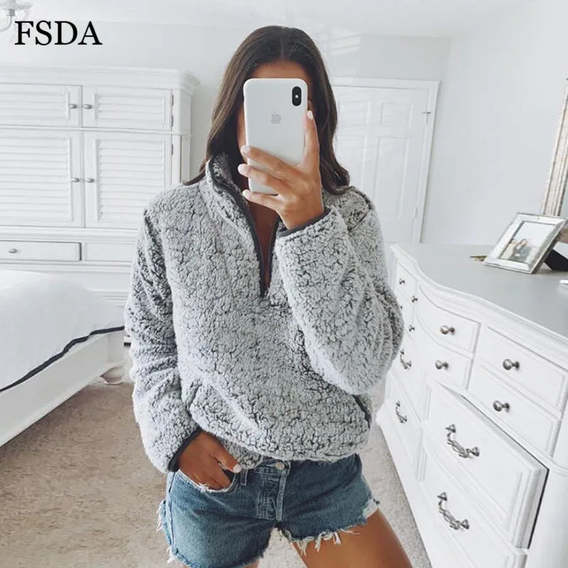 FSDA на молнии с v образным вырезом и карманом женская искусственная меховая