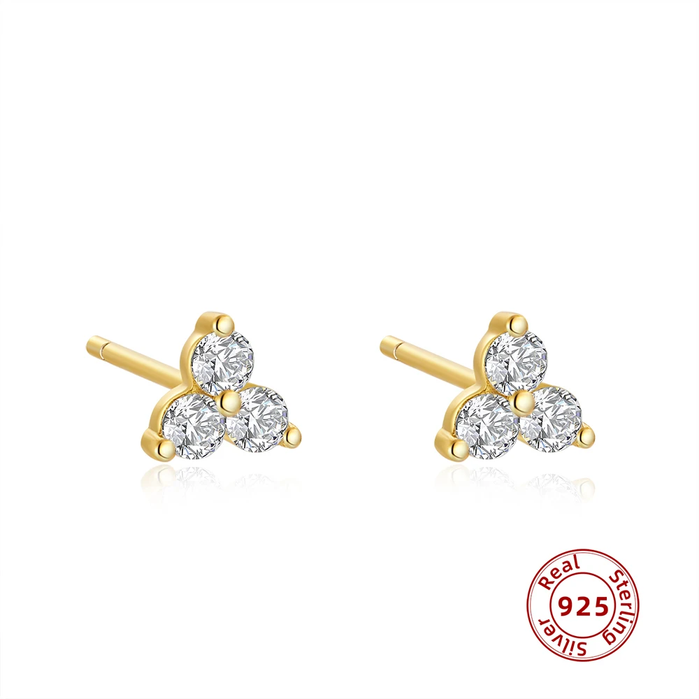 

925 Sterling Silver Pave CZ Zircon Stud Earrings for Women Simple Small Earrings Wedding Jewelry Accessories