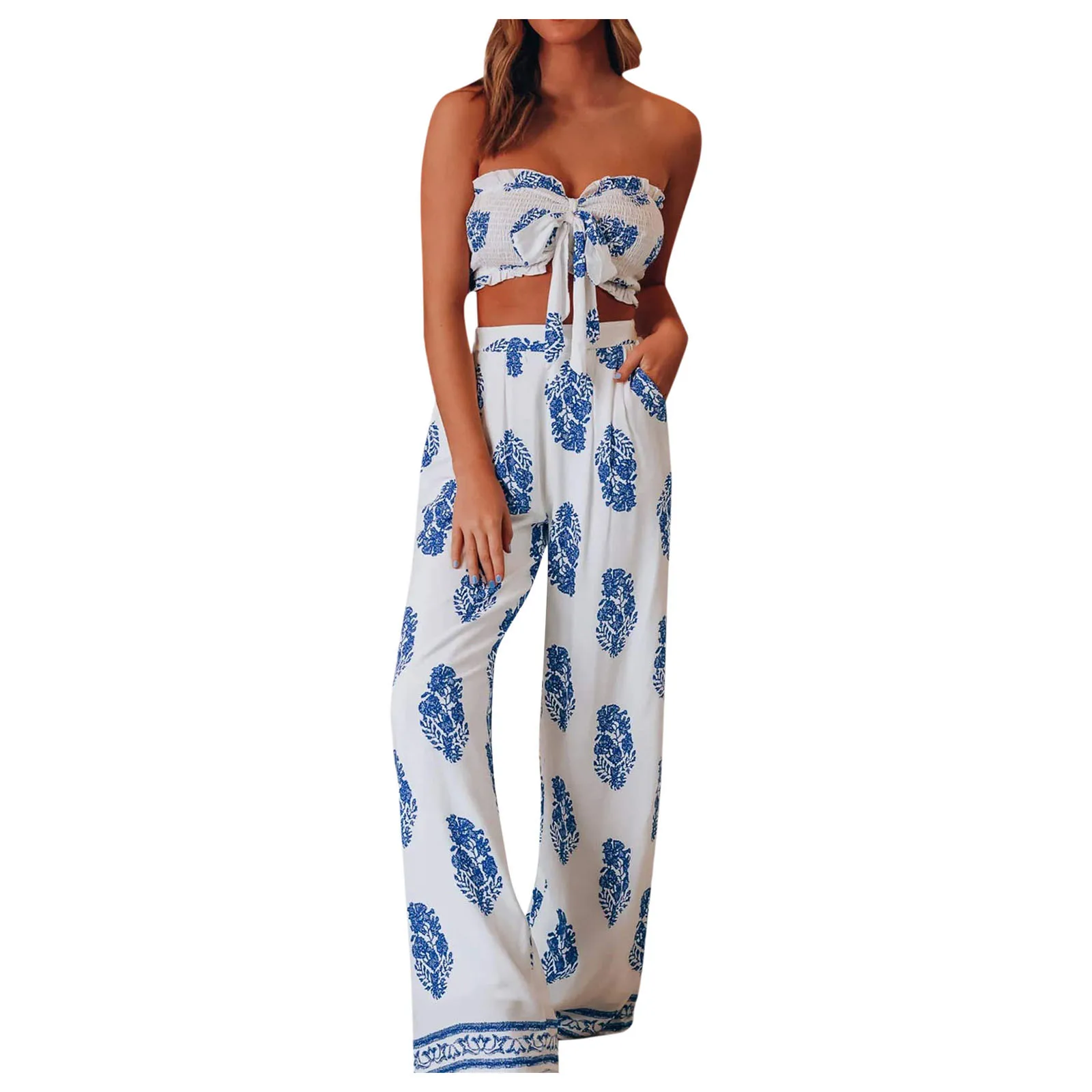 

Butterfly Casual Piece Sleeveless Camis Printed Women 2 Tops+Long Pants Set Women Suits & Sets Women Sets