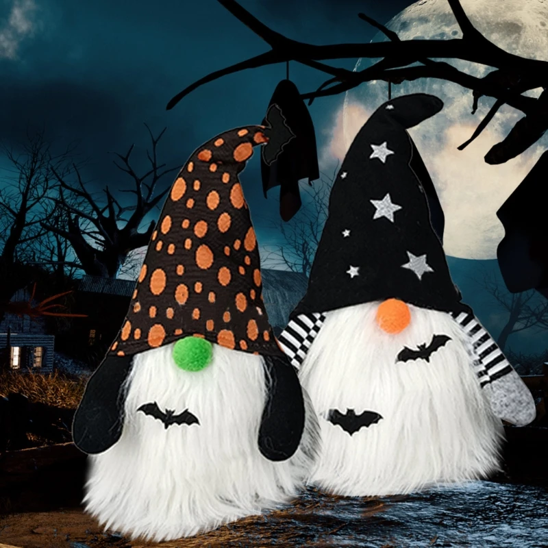 

Halloween Bat Gnome Doll Ornaments with Lights Cute Cartoon Dwarf Elf Halloween Home Decor Indoor Outdoor Decorations Festive P